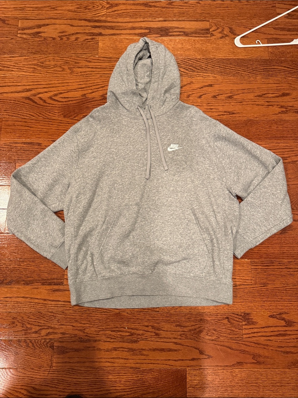 Nike Heather Gray Pullover Hoodie with White Swoosh